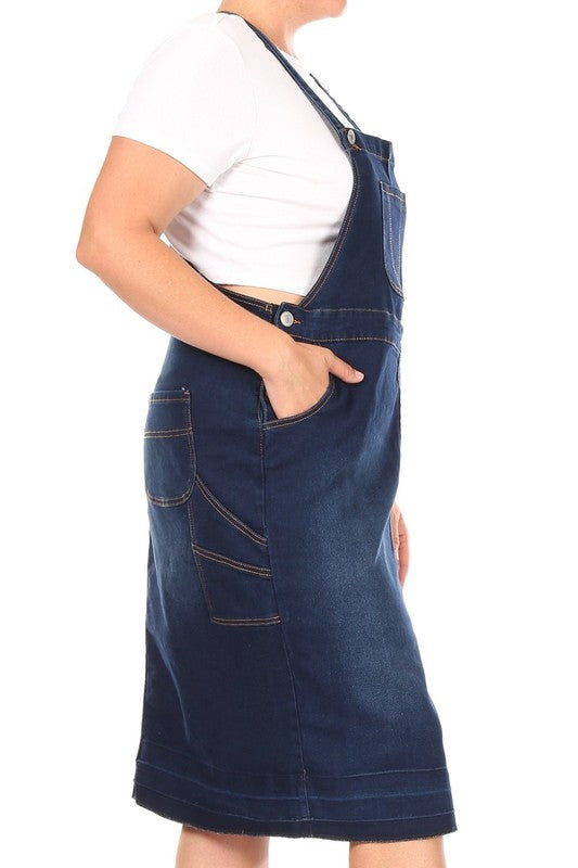 Denim Midi Overall Dress