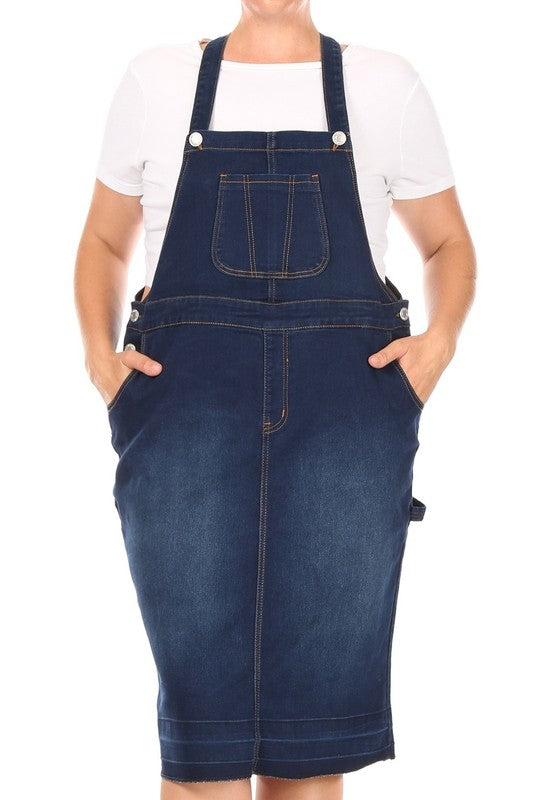 Denim Midi Overall Dress