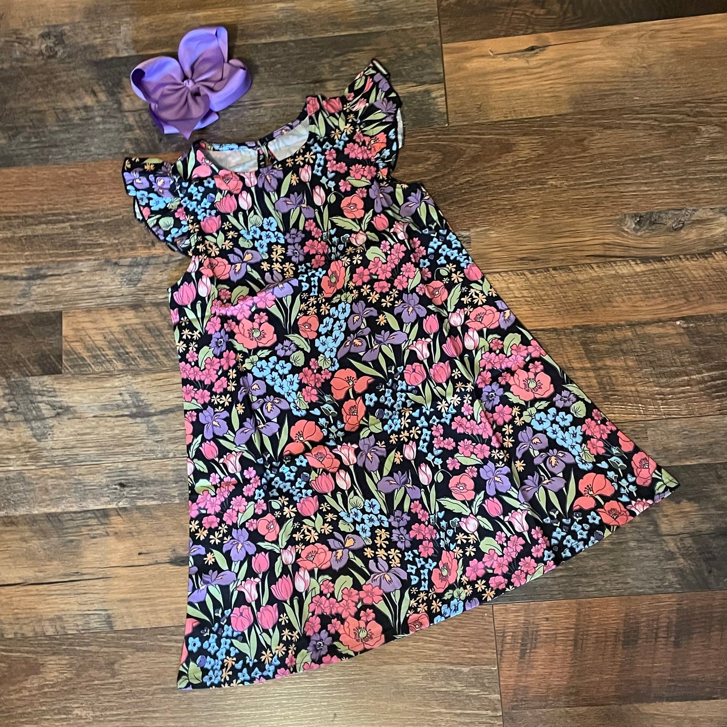 Floral Dress with Flutter Sleeves