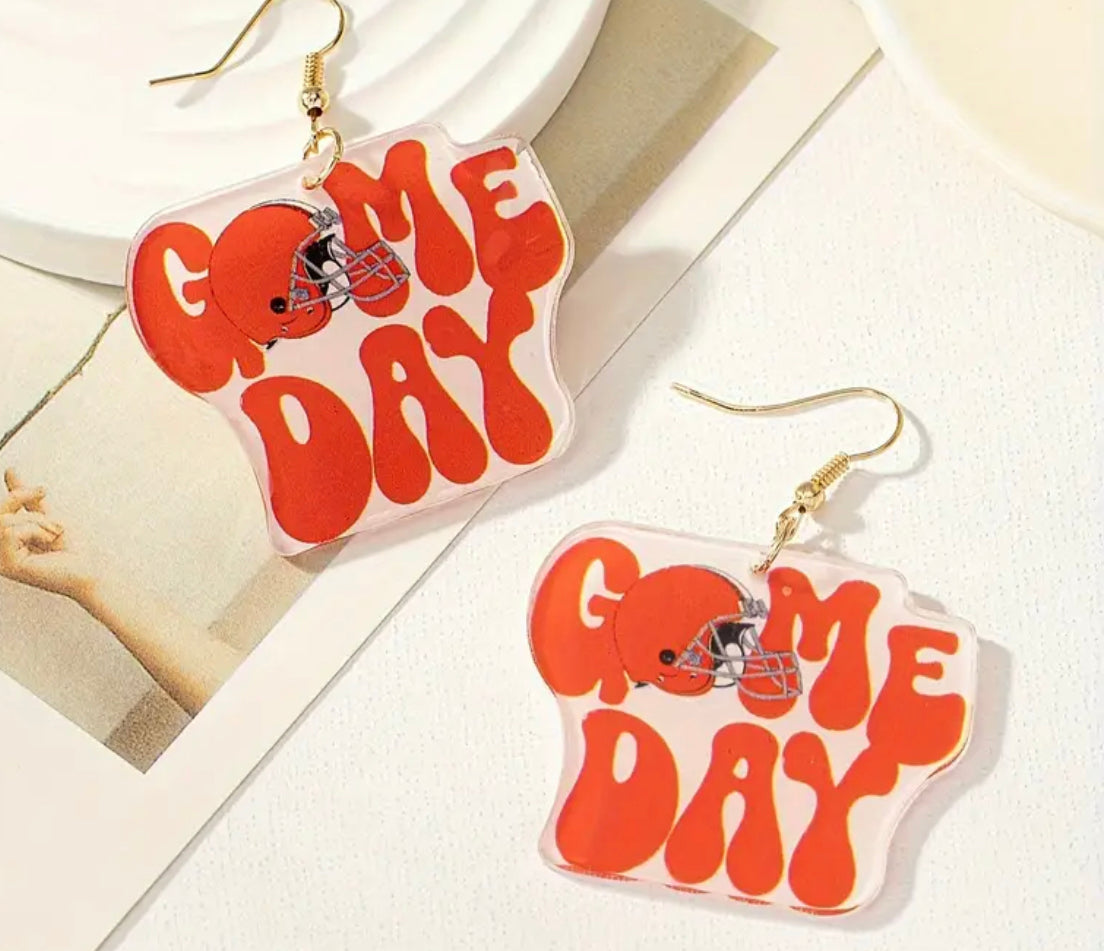 Acrylic Earrings - Game Day - Dk. Orange
